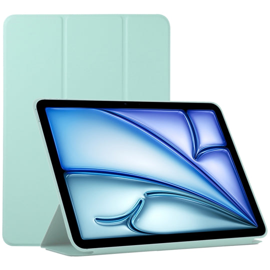 For iPad Air 11 2026 / 2025 / 2024 Double-sided Clip Non-buckle Magnetic PU Smart Tablet Case(Light Green)