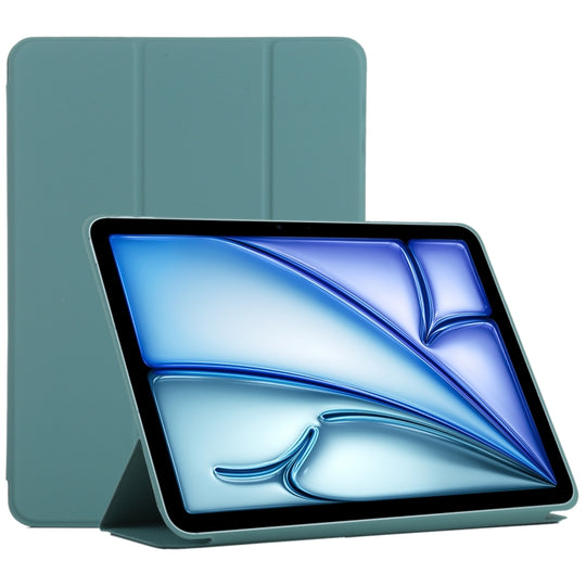 For iPad Air 11 2026 / 2025 / 2024 Double-sided Clip Non-buckle Magnetic PU Smart Tablet Case(Green)