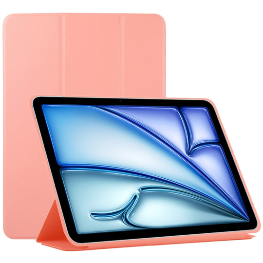 For iPad Air 11 2026 / 2025 / 2024 Double-sided Clip Non-buckle Magnetic PU Smart Tablet Case(Orange)