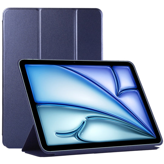 For iPad Air 11 2026 / 2025 / 2024 Double-sided Clip Non-buckle Magnetic PU Smart Tablet Case(Dark Blue)