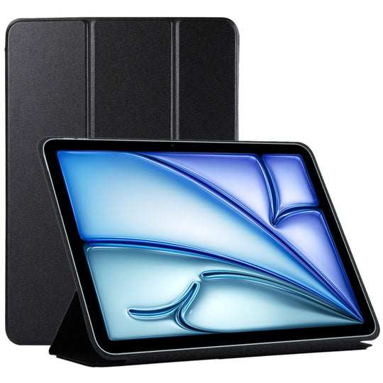 For iPad Air 11 2026 / 2025 / 2024 Double-sided Clip Non-buckle Magnetic PU Smart Tablet Case(Black)