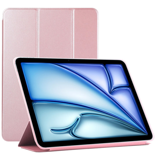 For iPad Air 11 2026 / 2025 / 2024 Double-sided Clip Non-buckle Magnetic PU Smart Tablet Case(Rose Gold)