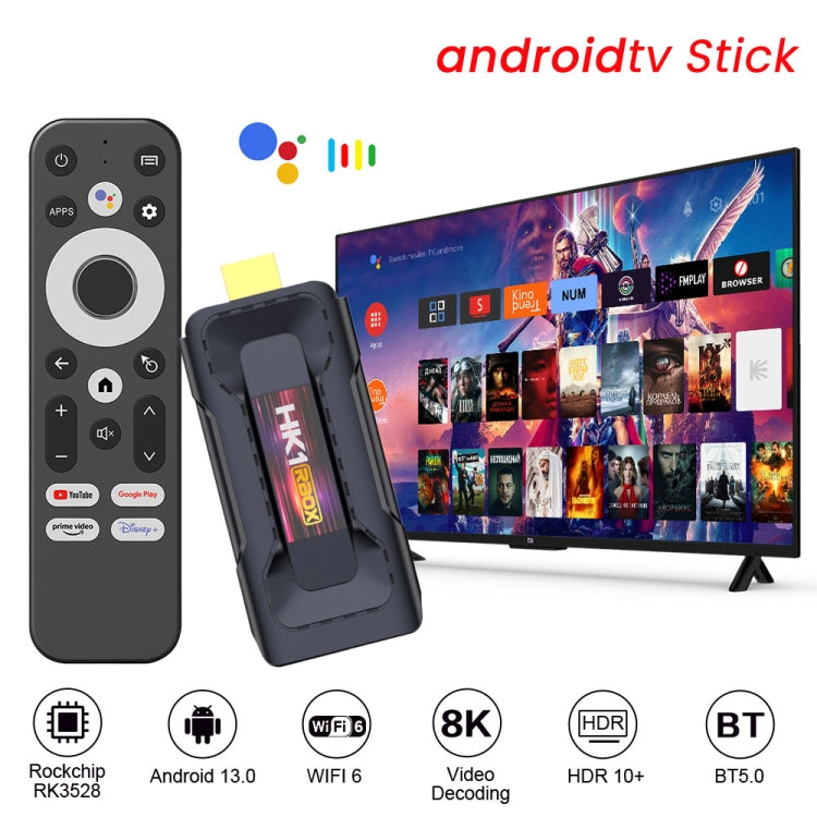 HK1 RBOX D8 RK3528 Android 13.0 Quad Core 8K HD Wifi6 Bluetooth TV Stick, RAM:2GB+16GB(US Plug) - Android TV Sticks by buy2fix | Online Shopping UK | buy2fix