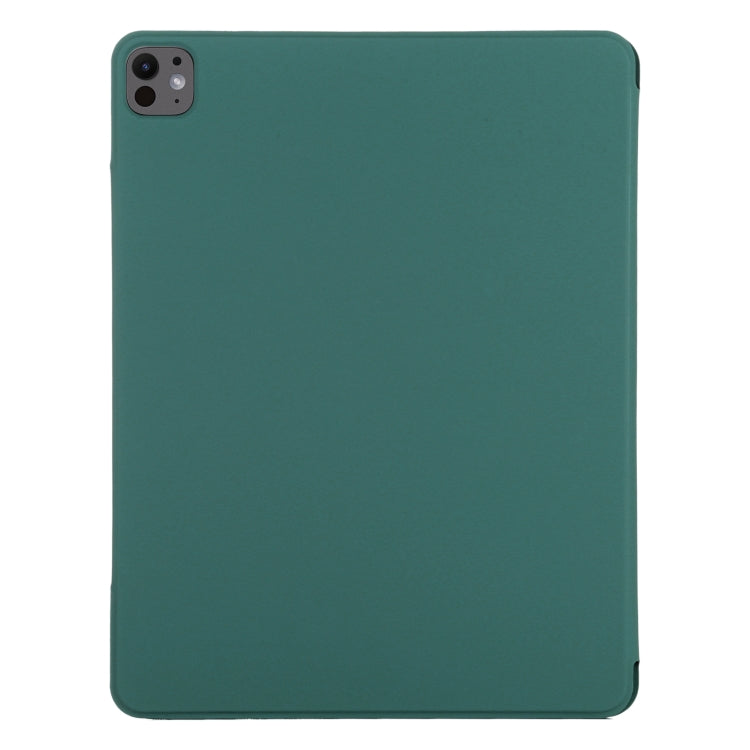 For iPad Pro 13 2025 / 2024 Double-sided Clip Fixed Buckle Magnetic PU Leather Smart Tablet Case(Dark Green) by buy2fix