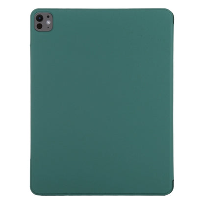 For iPad Pro 13 2025 / 2024 Double-sided Clip Fixed Buckle Magnetic PU Leather Smart Tablet Case(Dark Green) by buy2fix