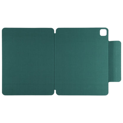 For iPad Pro 13 2025 / 2024 Double-sided Clip Fixed Buckle Magnetic PU Leather Smart Tablet Case(Dark Green) by buy2fix