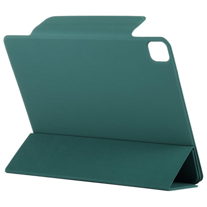 For iPad Pro 13 2025 / 2024 Double-sided Clip Fixed Buckle Magnetic PU Leather Smart Tablet Case(Dark Green) by buy2fix