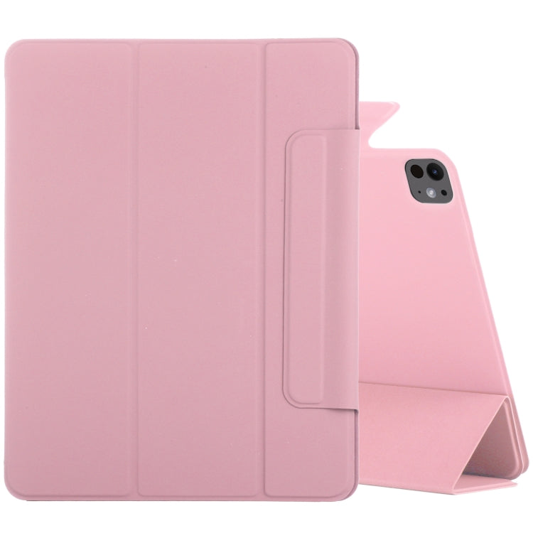 For iPad Pro 13 2024 Double-sided Clip Fixed Buckle Magnetic PU Leather Smart Tablet Case(Light Pink) - iPad Pro 13 2024 Cases by buy2fix | Online Shopping UK | buy2fix