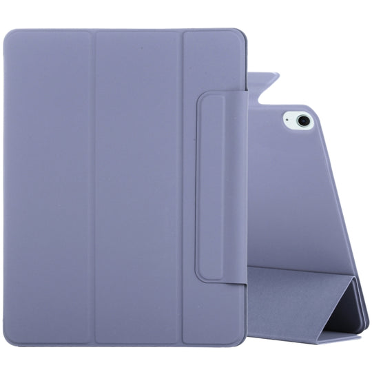 For iPad Air 11 2026 / 2025 / 2024 Double-sided Clip Fixed Buckle Magnetic PU Leather Smart Tablet Case(Purple)