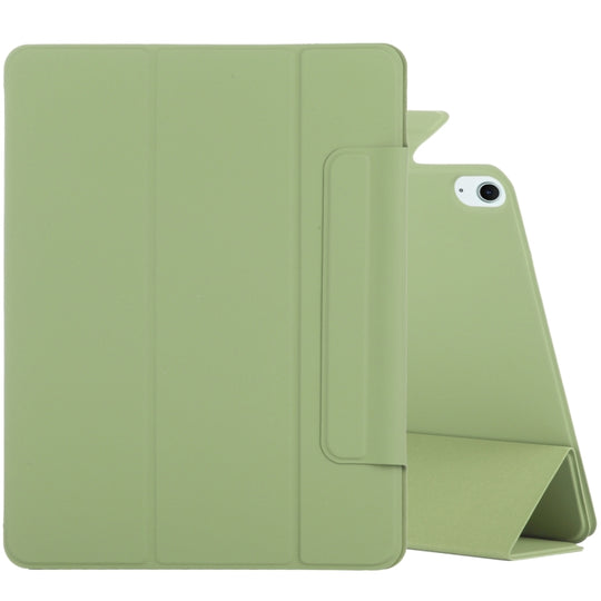 For iPad Air 11 2026 / 2025 / 2024 Double-sided Clip Fixed Buckle Magnetic PU Leather Smart Tablet Case(Grass Green)