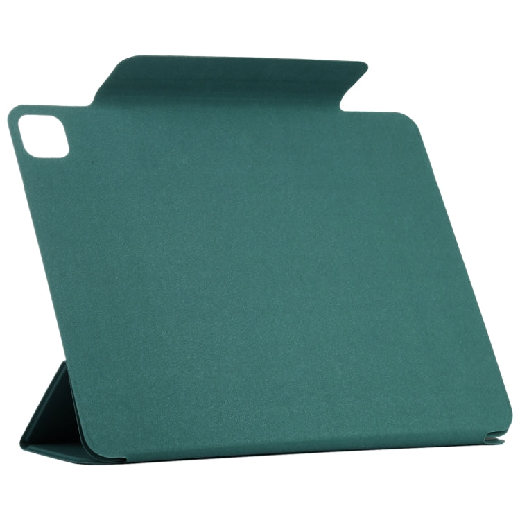 For iPad Pro 11 2024 Double-sided Clip Fixed Buckle Magnetic PU Leather Smart Tablet Case(Dark Green) - iPad Pro 11 2024 Cases by buy2fix | Online Shopping UK | buy2fix