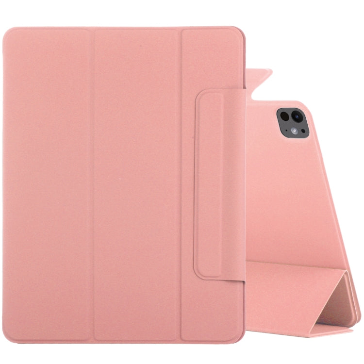 For iPad Pro 11 2024 Double-sided Clip Fixed Buckle Magnetic PU Leather Smart Tablet Case(Pink) - iPad Pro 11 2024 Cases by buy2fix | Online Shopping UK | buy2fix