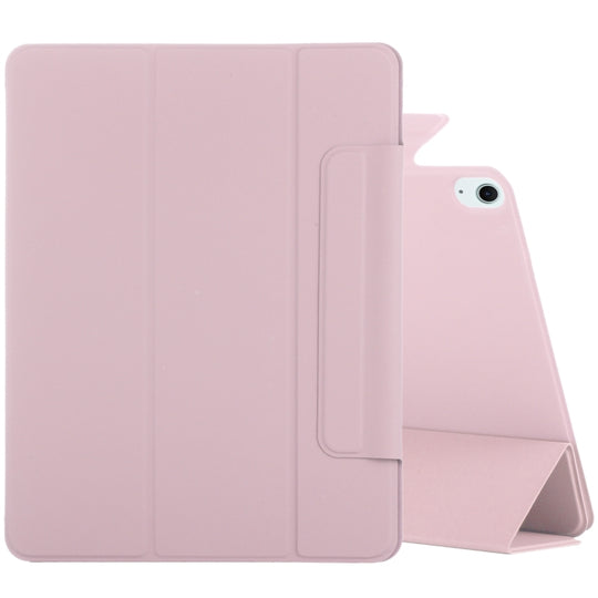 For iPad Air 13 2026 / 2025 / 2024 Double-sided Clip Fixed Buckle Magnetic PU Leather Smart Tablet Case(Rose Gold)