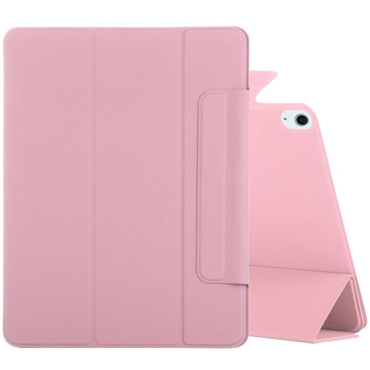 For iPad Air 13 2026 / 2025 / 2024 Double-sided Clip Fixed Buckle Magnetic PU Leather Smart Tablet Case(Light Pink)