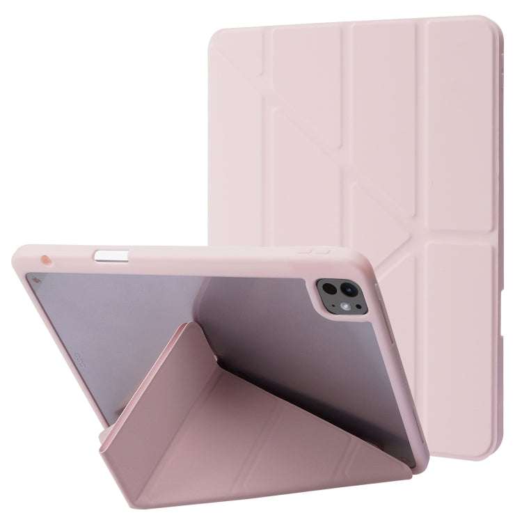 For iPad Pro 13 2025 / 2024 Deformation Transparent Acrylic Leather Tablet Case(Pink) by buy2fix