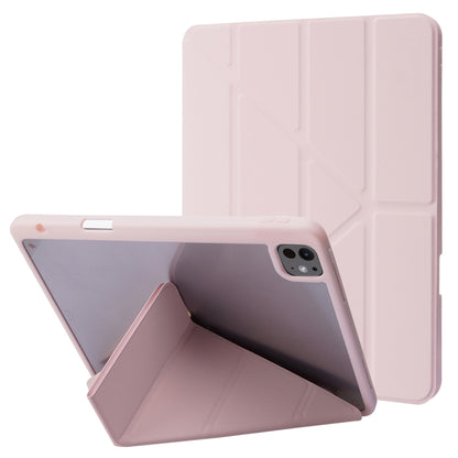 For iPad Pro 13 2025 / 2024 Deformation Transparent Acrylic Leather Tablet Case(Pink) by buy2fix