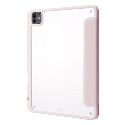 For iPad Pro 13 2025 / 2024 Deformation Transparent Acrylic Leather Tablet Case(Pink) by buy2fix