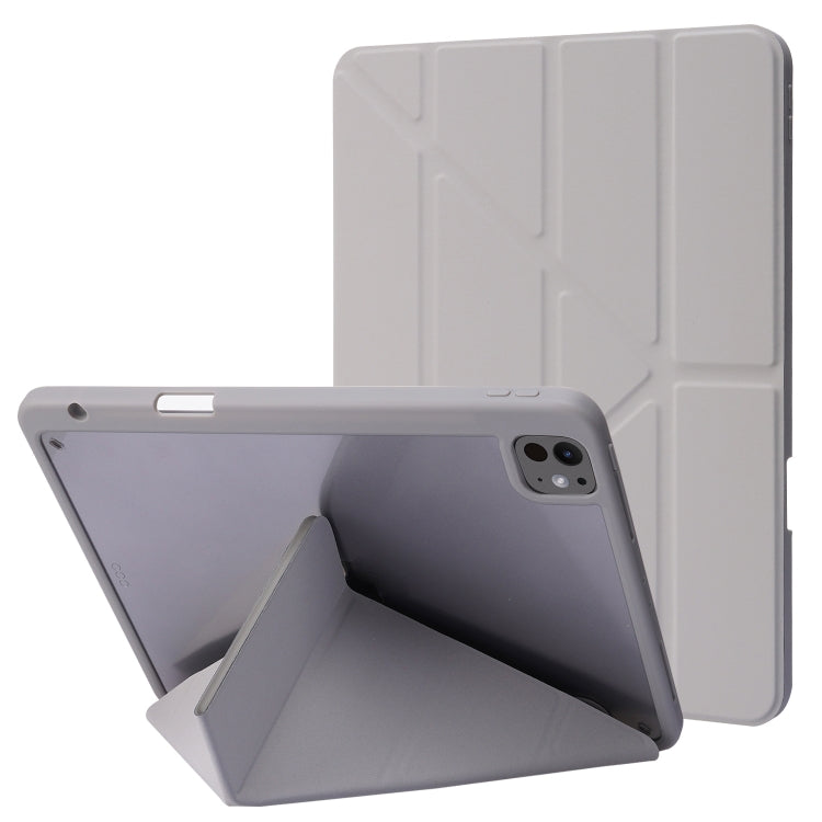 For iPad Pro 13 2025 / 2024 Deformation Transparent Acrylic Leather Tablet Case(Grey) by buy2fix