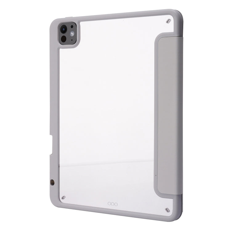 For iPad Pro 13 2025 / 2024 Deformation Transparent Acrylic Leather Tablet Case(Grey) by buy2fix