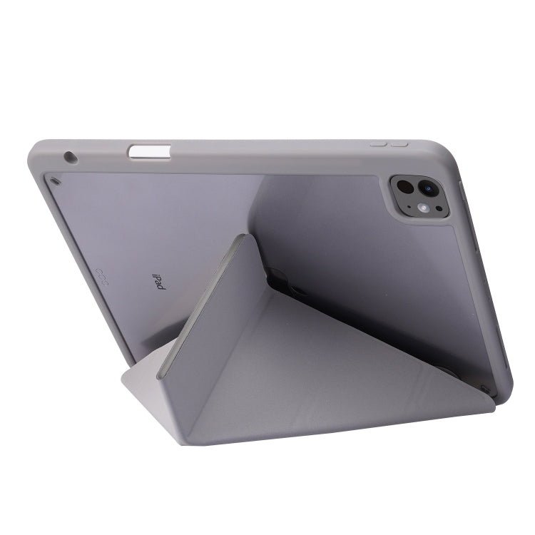 For iPad Pro 13 2025 / 2024 Deformation Transparent Acrylic Leather Tablet Case(Grey) by buy2fix