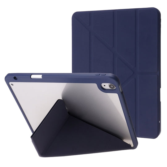 For iPad Air 11 2026 / 2025 / 2024 Deformation Transparent Acrylic Leather Tablet Case(Dark Blue)