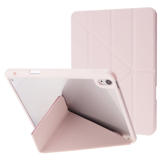 For iPad Air 11 2026 / 2025 / 2024 Deformation Transparent Acrylic Leather Tablet Case(Pink)