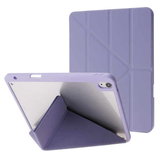 For iPad Air 11 2026 / 2025 / 2024 Deformation Transparent Acrylic Leather Tablet Case(Lavender Grey)
