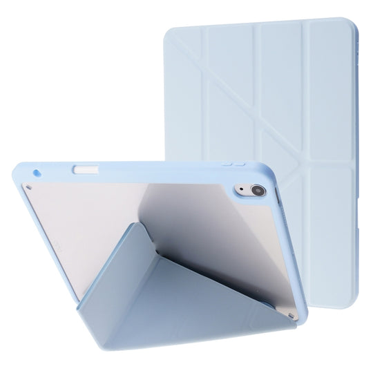For iPad Air 11 2026 / 2025 / 2024 Deformation Transparent Acrylic Leather Tablet Case(Light Blue)