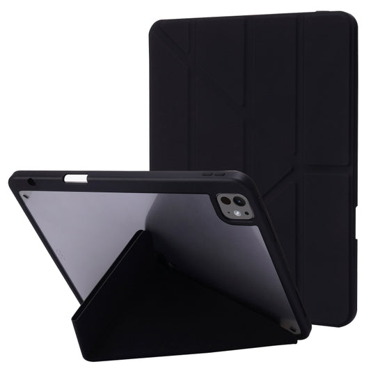 For iPad Pro 11 2024 Deformation Transparent Acrylic Leather Tablet Case(Black) - iPad Pro 11 2024 Cases by buy2fix | Online Shopping UK | buy2fix