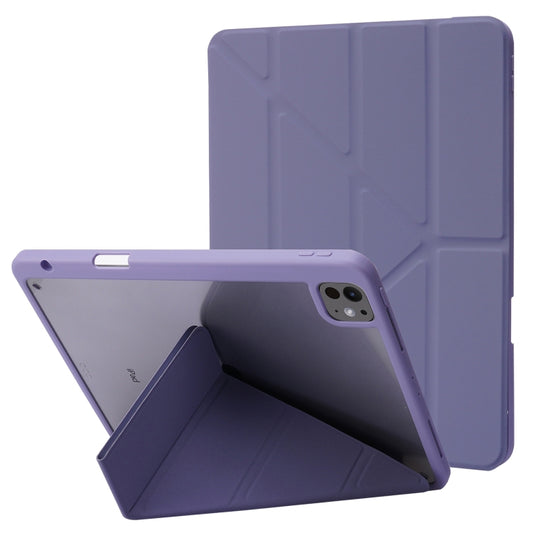 For iPad Pro 11 2024 Deformation Transparent Acrylic Leather Tablet Case(Lavender Grey) - iPad Pro 11 2024 Cases by buy2fix | Online Shopping UK | buy2fix