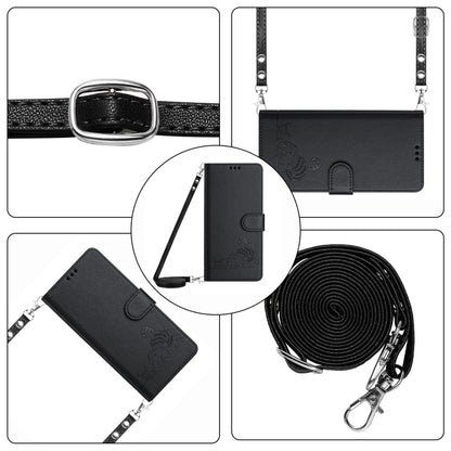 For Tecno Spark GO 2024 Cat Rat Embossed Pattern RFID Leather Phone Case with Lanyard(Black) by buy2fix