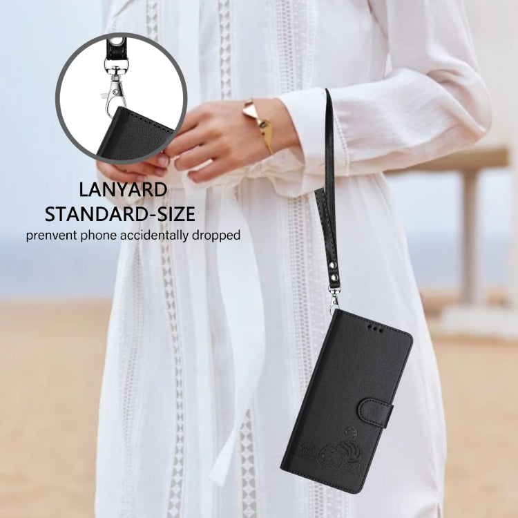 For Tecno Spark GO 2024 Cat Rat Embossed Pattern RFID Leather Phone Case with Lanyard(Black) by buy2fix