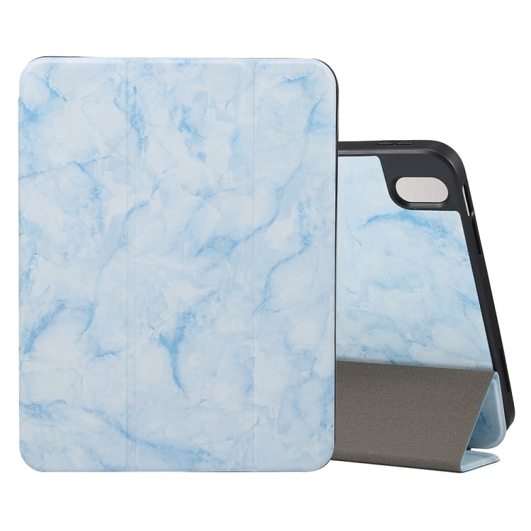 For iPad Air 11 2024 Three-fold Marble Texture Protective Tablet Case with Pen Slot(Blue) - iPad Air 11 2024 Cases by buy2fix | Online Shopping UK | buy2fix