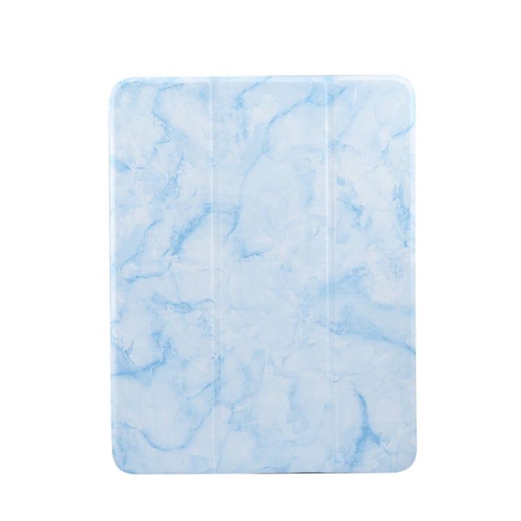 For iPad Air 11 2024 Three-fold Marble Texture Protective Tablet Case with Pen Slot(Blue) - iPad Air 11 2024 Cases by buy2fix | Online Shopping UK | buy2fix