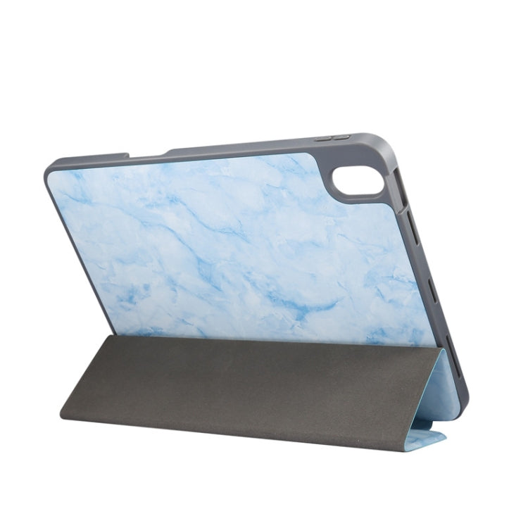 For iPad Air 11 2024 Three-fold Marble Texture Protective Tablet Case with Pen Slot(Blue) - iPad Air 11 2024 Cases by buy2fix | Online Shopping UK | buy2fix