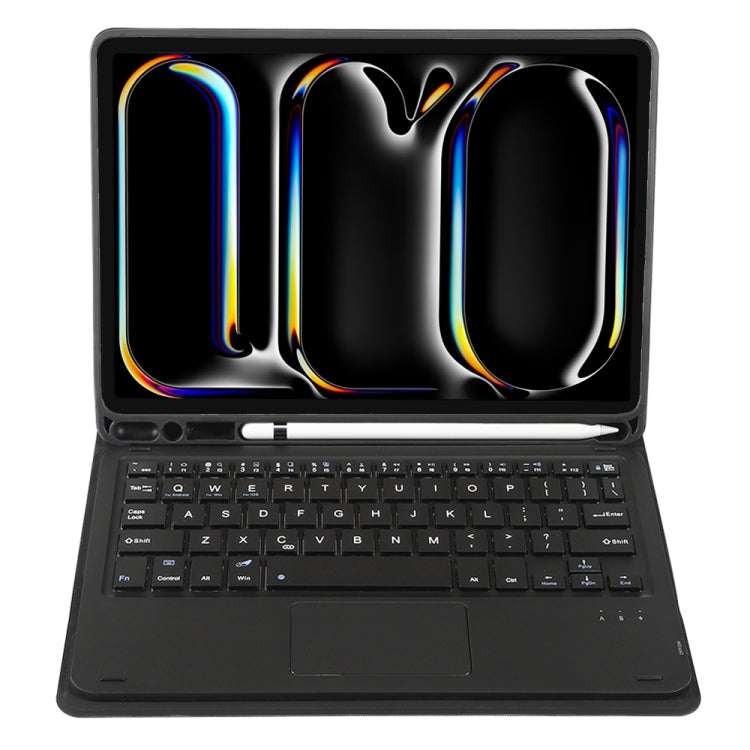 For iPad Pro 11 2024 A13B-A Lambskin Texture Bluetooth Touch Square Keyboard Leather Tablet Case with Pen Slot(Black) by buy2fix