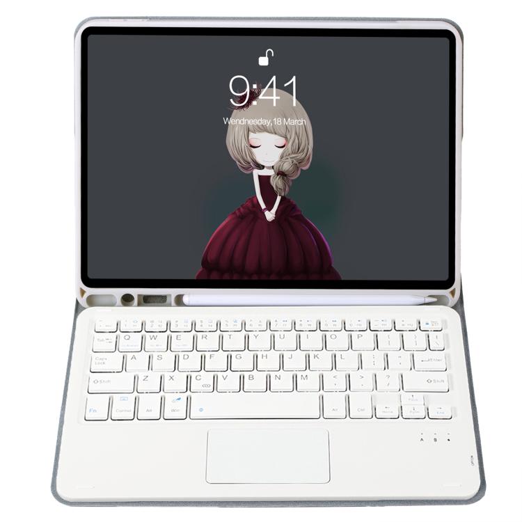 For iPad Pro 11 2024 A13B-A Lambskin Texture Bluetooth Touch Square Keyboard Leather Tablet Case with Pen Slot(Grey) - For iPad Pro by buy2fix | Online Shopping UK | buy2fix