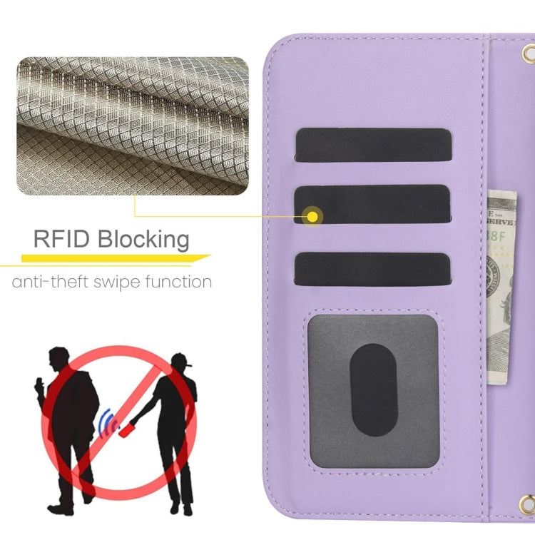For iPhone 7 / 8 / SE 2022 Crossbody Multifunction Rhombic Leather Phone Case(Purple) - iPhone SE 2022 / 2020 / 8 / 7 Cases by buy2fix | Online Shopping UK | buy2fix