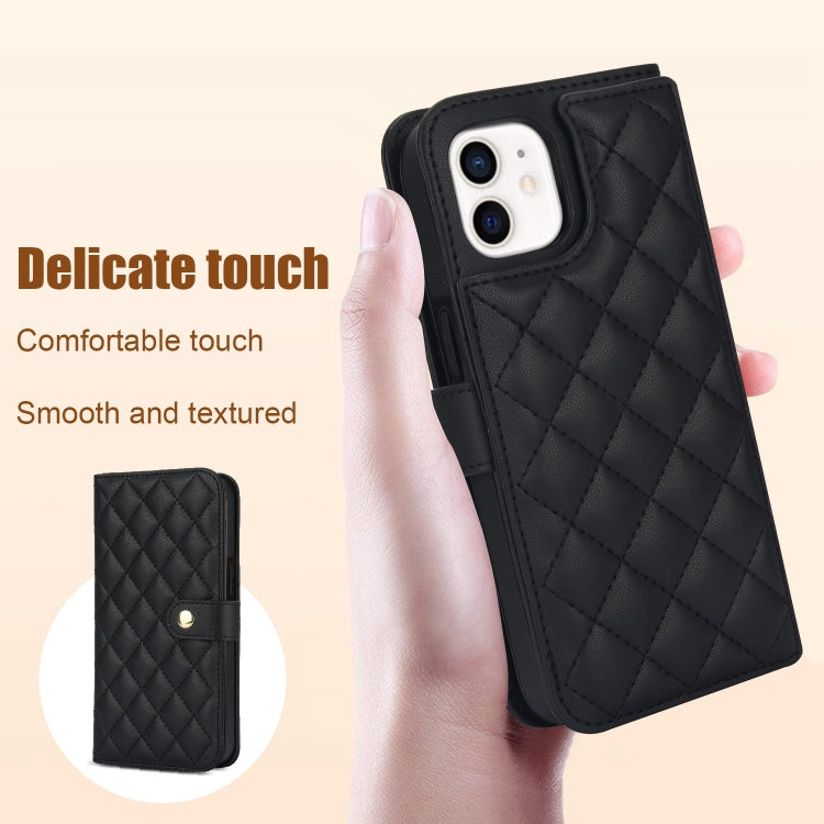 For iPhone 11 Crossbody Multifunction Rhombic Leather Phone Case(Black) - iPhone 11 Cases by buy2fix | Online Shopping UK | buy2fix