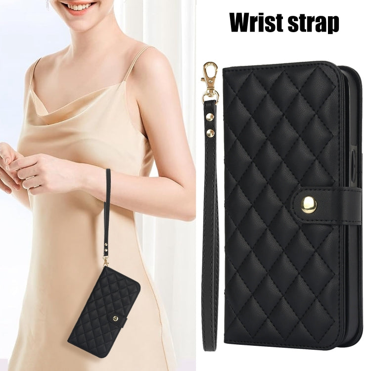 For iPhone XS Max Crossbody Multifunction Rhombic Leather Phone Case(Black) - More iPhone Cases by buy2fix | Online Shopping UK | buy2fix