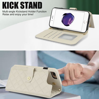 For iPhone 7 Plus / 8 Plus Crossbody Multifunction Rhombic Leather Phone Case(White) - More iPhone Cases by buy2fix | Online Shopping UK | buy2fix