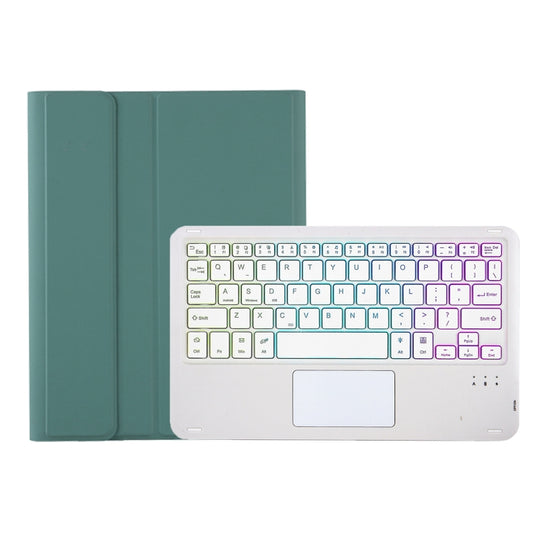 For iPad Pro 11 2024 A13B-AS Lambskin Texture Backlight Bluetooth Touch Keyboard Leather Tablet Case with Pen Slot(Dark Green) by buy2fix