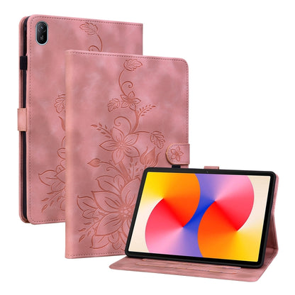 For Huawei MatePad SE 11 2024 Lily Embossed Leather Tablet Case(Pink) - Huawei by buy2fix | Online Shopping UK | buy2fix