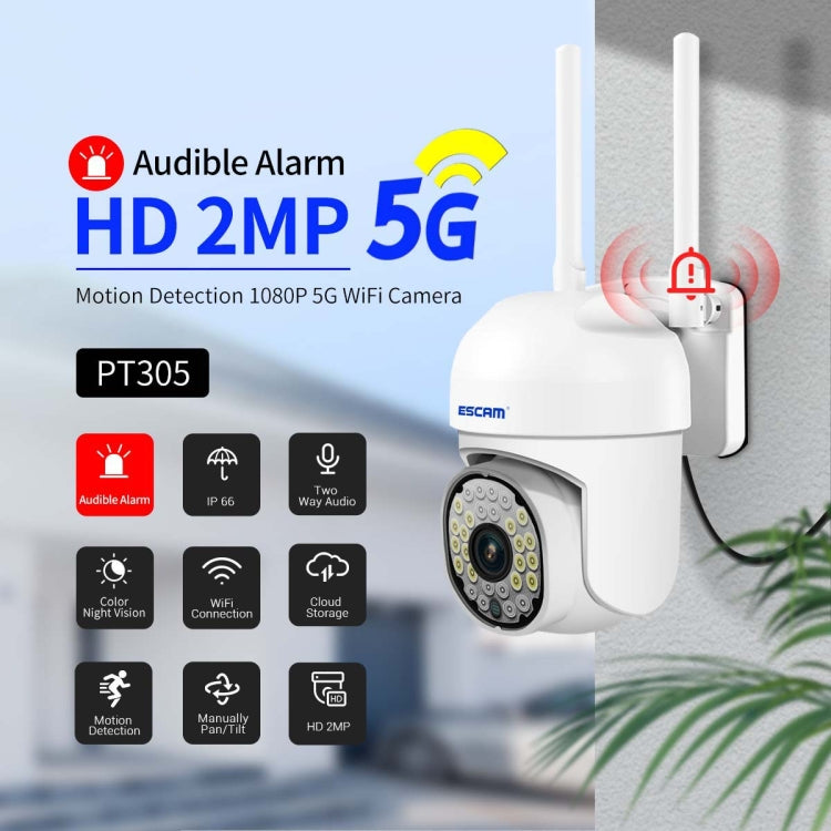 ESCAM PT305 2MP HD Motion Detection WiFi Intelligent Dual-light Source Camera(EU Plug) - Dome Camera by ESCAM | Online Shopping UK | buy2fix