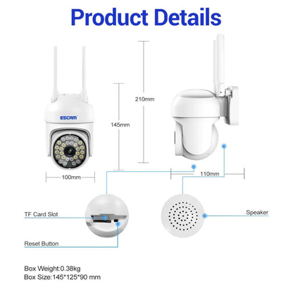 ESCAM PT305 2MP HD Motion Detection WiFi Intelligent Dual-light Source Camera(US Plug) - Dome Camera by ESCAM | Online Shopping UK | buy2fix