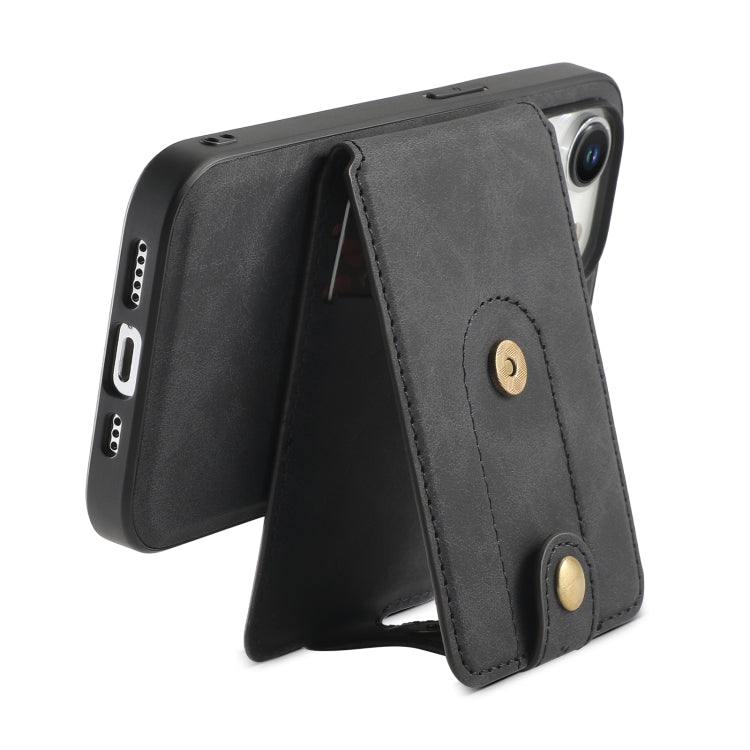 For iPhone 15 Denior D14 NK Retro Pattern MagSafe Magnetic Card Holder Leather Phone Case(Black) - iPhone 15 Cases by Denior | Online Shopping UK | buy2fix