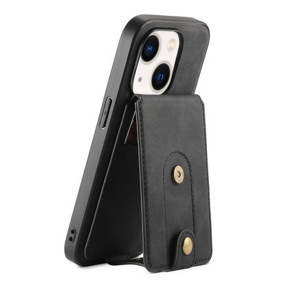 For iPhone 14 Plus Denior D14 NK Retro Pattern MagSafe Magnetic Card Holder Leather Phone Case(Black) - iPhone 14 Plus Cases by Denior | Online Shopping UK | buy2fix