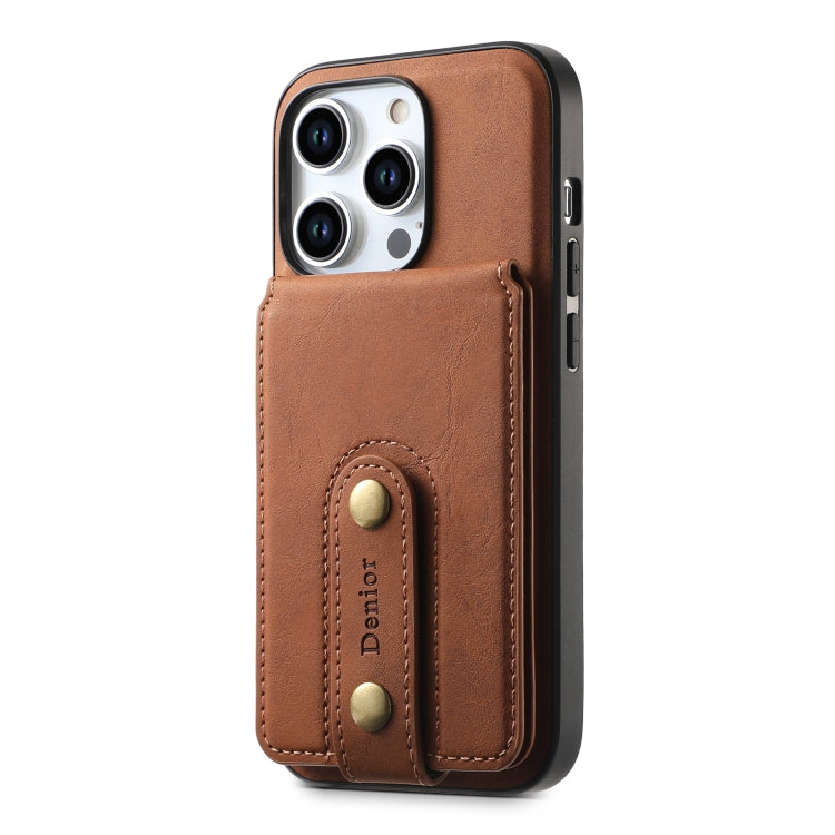 For iPhone 14/13 Denior D14 NK Retro Pattern MagSafe Magnetic Card Holder Leather Phone Case(Brown) - iPhone 14 Cases by Denior | Online Shopping UK | buy2fix