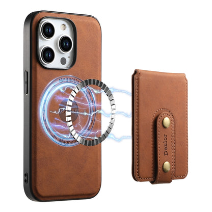 For iPhone 14/13 Denior D14 NK Retro Pattern MagSafe Magnetic Card Holder Leather Phone Case(Brown) - iPhone 14 Cases by Denior | Online Shopping UK | buy2fix