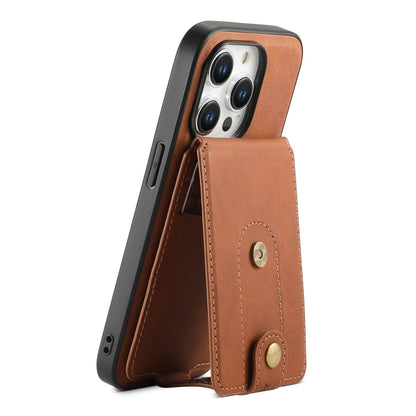 For iPhone 14 Pro Max Denior D14 NK Retro Pattern MagSafe Magnetic Card Holder Leather Phone Case(Brown) - iPhone 14 Pro Max Cases by Denior | Online Shopping UK | buy2fix